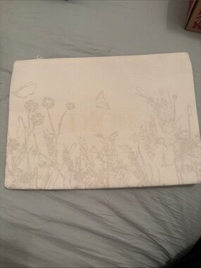 Dior Cream Floral Canvas Pouch